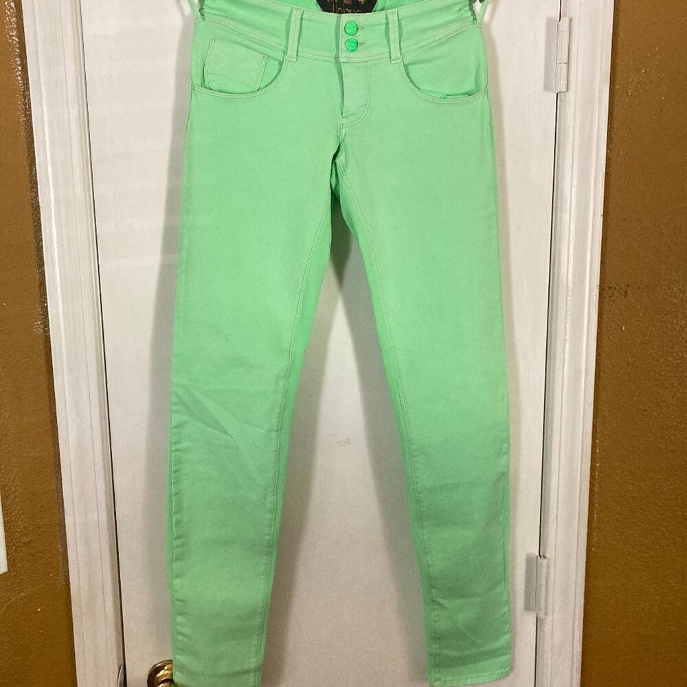 MET Unique women's size 27 light green low waist stretch jeggings 26x31 27x31